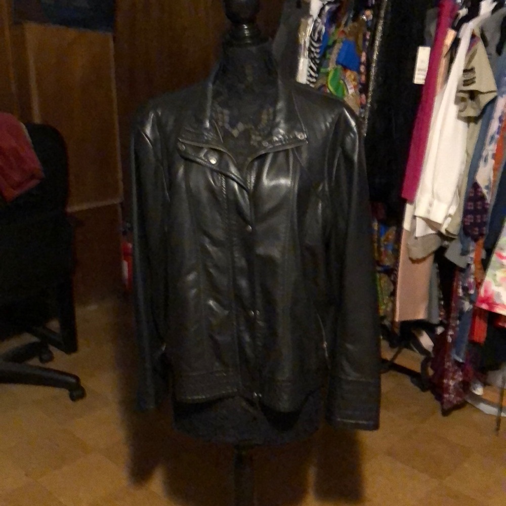 Black leather jacket by Jessica Simpson